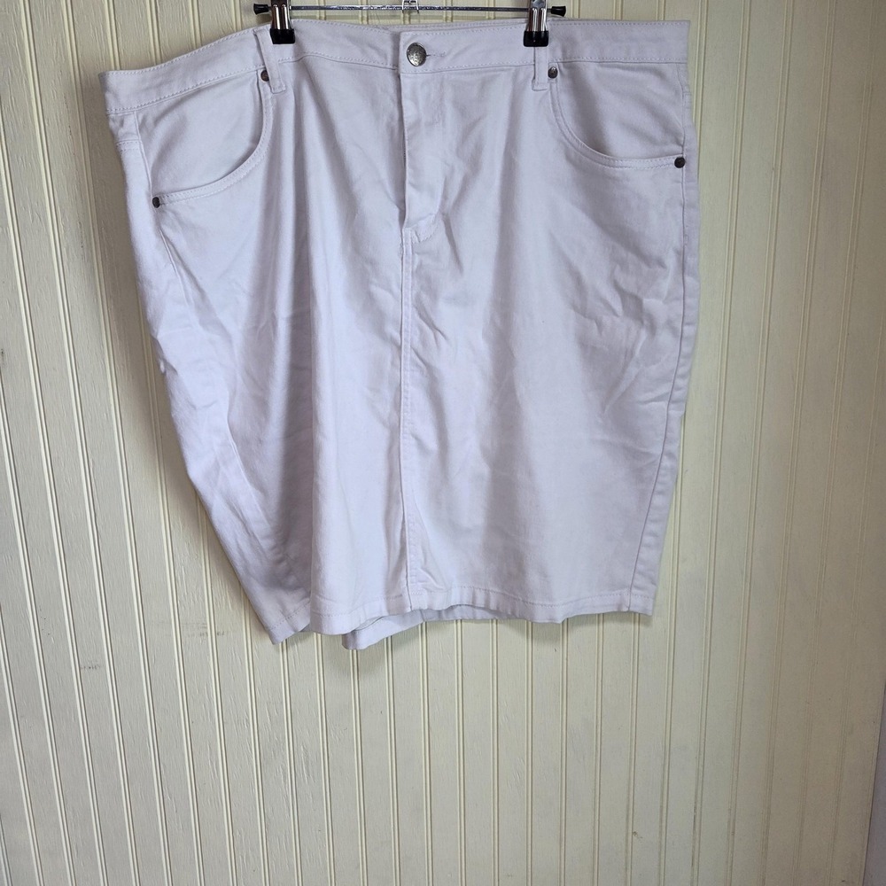 LEXI Jeans‎ Skirt Womens Plus 24 White Solid Denim Straight Stretch Pockets